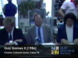 Gay Games II 1986 press conference, vocal performance, and interviews