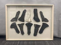 Framed collection of gloves