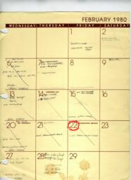 Calendar and miscellaneous notes