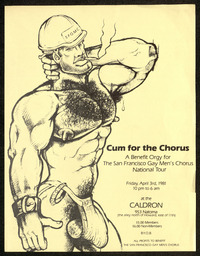 Flyer for a benefit orgy in support of the San Francisco Gay Men's Chorus 1981 National Tour.
