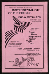 Flyer for the benefit event, Instrumentalists of the Chorus, which was organized in order to raise funds for the Chorus' 1981 National Tour. 