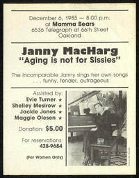 Janny MacHarg Aging Is Not For Sissies at Mamma Bears flyer, 1985