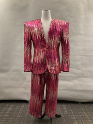 Pink sequin Pat Campano jacket and pants (front)