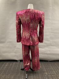 Pink sequin Pat Campano jacket and pants (rear)