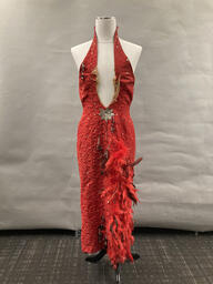 Red lace Pat Campano dress (front)