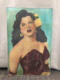 Painted portrait of a performer that was displayed at Finocchio's nightclub. This item is undated.