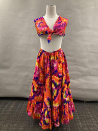 Multicolor top and skirt worn by Finocchio's performers. This item is undated. 