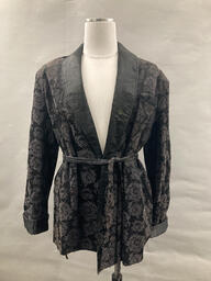 Smoking jacket worn by Russell Blackwood (Thrillpeddlers founder and artistic director) during introductions to shows at The Hypnodrome theatre. 