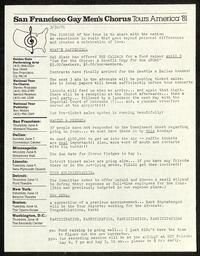 1981 National Tour chorus memo, 03/30/1981