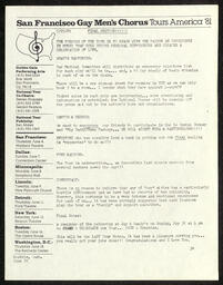 1981 National Tour chorus memo, 05/25/81