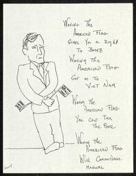 Poem written by Janet MacHarg called Waving the American Flag. Also includes a doodle of President George Bush Sr. drawn by MacHarg. 