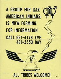 A flier advertising the formation of the group Gay American Indians.
