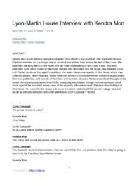 Kendra Mon oral history interview transcript