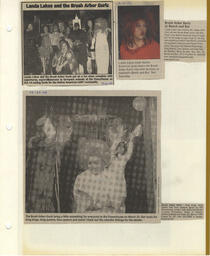 Various newspaper clippings highlighting the drag queen Landa Lakes and her drag troupe the Brush Arbor Gurlz, which was the only Native American drag troupe in the Bay Area. 